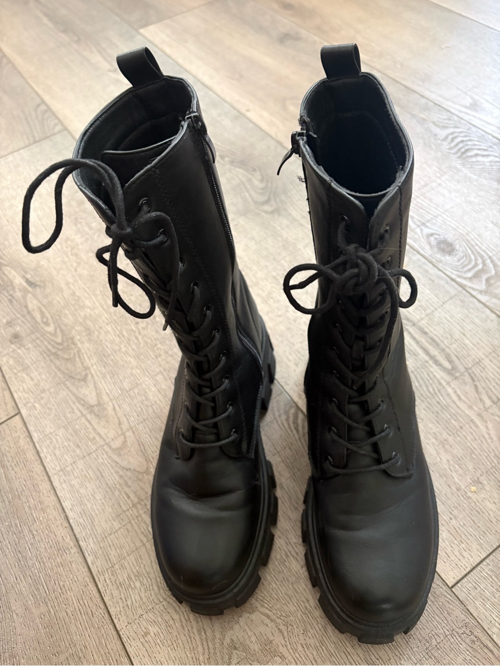 Black Lace-Up Combat Boots - Women's Stylish All-Season Boots